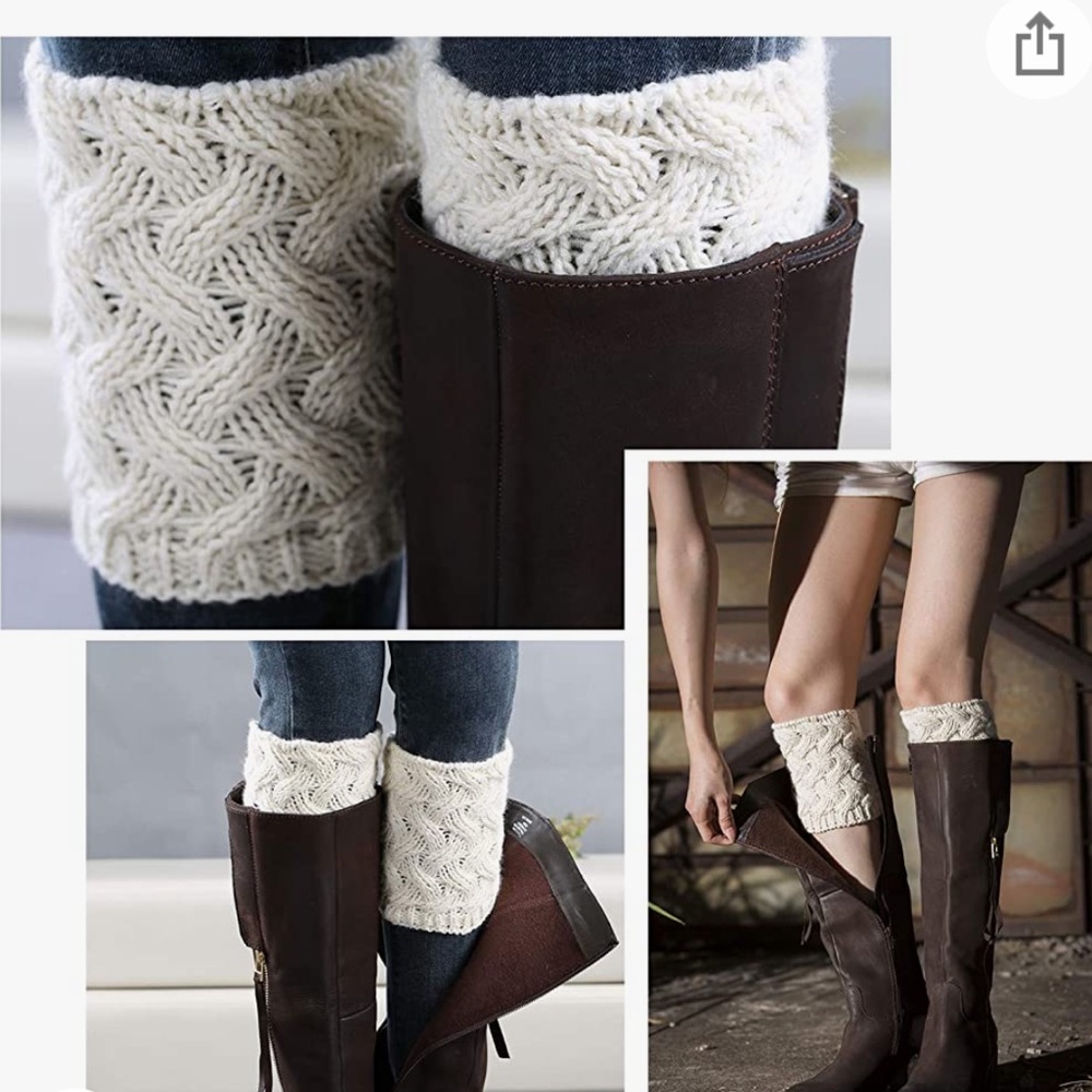 Cropped leg warmers (“boot cuffs”)